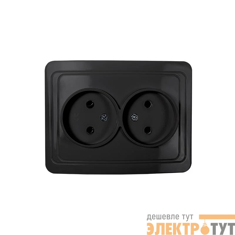 Розетка 2-м CLASSICO 2102B черн. IN HOME 4690612061115