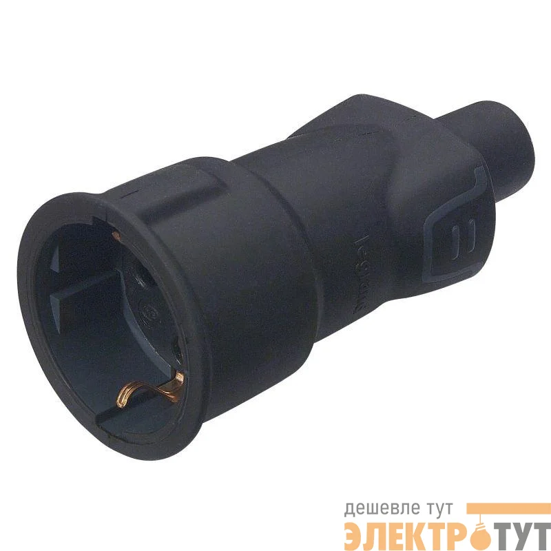 Розетка штепсельная Helium 16А с заземл. резина черн. Leg 050197