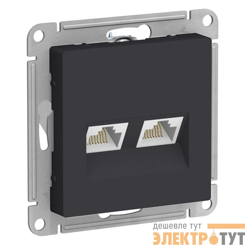 Розетка компьютерная 2-м AtlasDesign RJ45 кат.5E механизм карбон SE ATN001085
