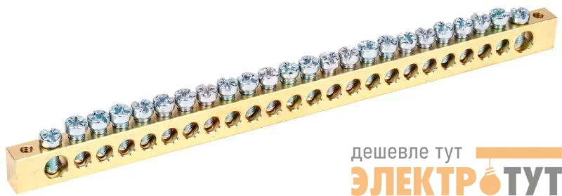 Шина PEN "земля-ноль" 8х12мм 24/2 (24группы/крепеж по краям) IEK YNN21-24-100