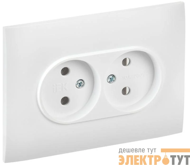 Розетка 2-м SKANDY 10А без заземл. без защ. шторок в сборе SK-R10W арктич. бел. IEK SK-R20-10-K01-F