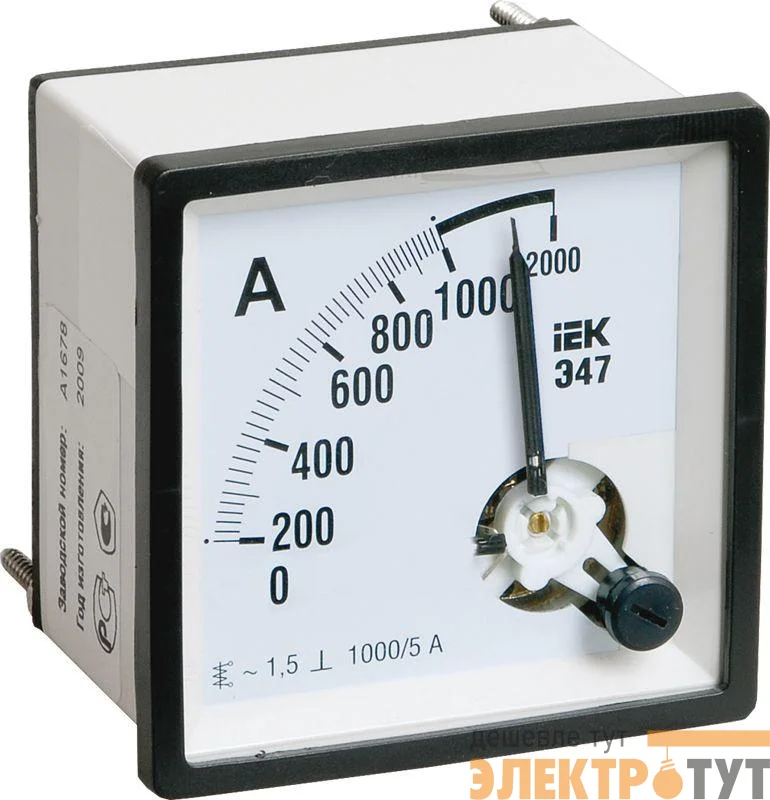 Амперметр Э47 96х96мм 1000/5А кл. точн. 1.5 IEK IPA20-6-1000-E