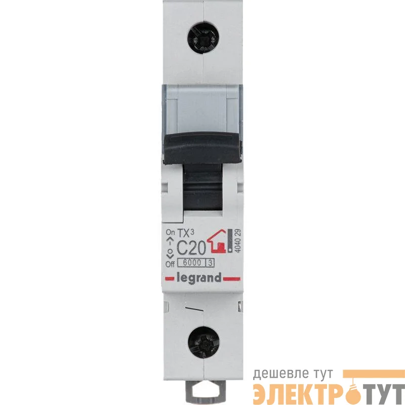 Выключатель автоматический модульный 1п C 20А 6кА TX3 6000 1мод. 230/400В Leg 404029