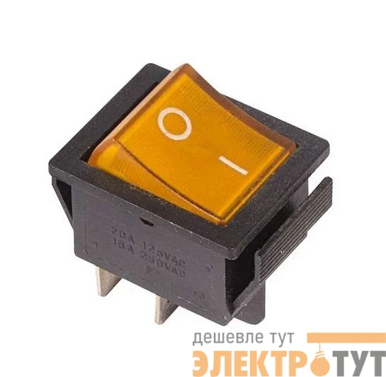 Выключатель клавишный 250В 16А (4с) ON-OFF желт. с подсветкой (RWB-502 SC-767 IRS-201-1) Rexant 36-2333