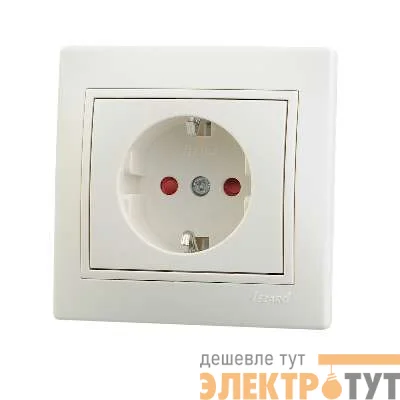 Розетка 1-м СП Мира защ. шторки с заземл. крем/крем. Lezard 701-0303-124