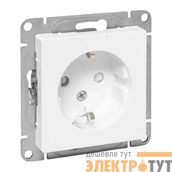 Розетка СП Эпика 16А с заземл. защ. шторки механизм бел. EKF UP1-SOW-111