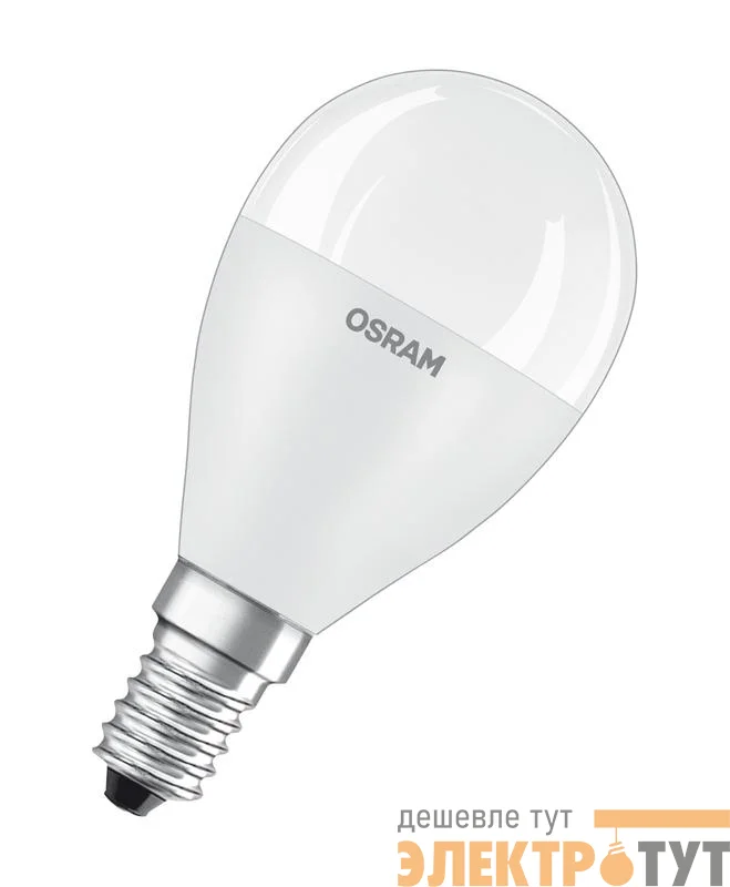 Лампа светодиодная LED STAR CLASSIC P 75 8W/830 8Вт шар 3000К тепл. бел. E14 806лм 220-240В матов. пласт. OSRAM 4058075210806