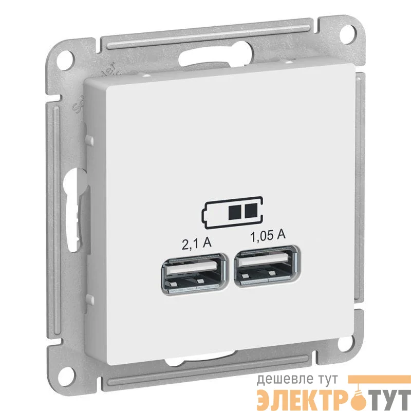 Розетка USB AtlasDesign тип A+A 5В 1х2.1А 2х1.05А механизм бел. SE ATN000133