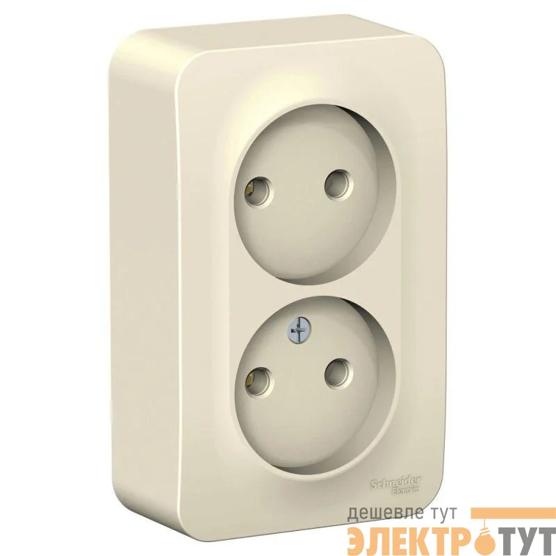 Розетка 2-м ОП Blanca 16А IP20 250В без заземл. без защ. шторок с изолир. пластиной молоч. SE BLNRA000212