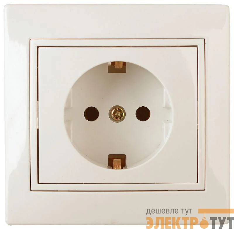 Розетка СП Plano 2P+E Schuko 1-202-02 16А-250В IP20 сл. кость Intro Б0027610