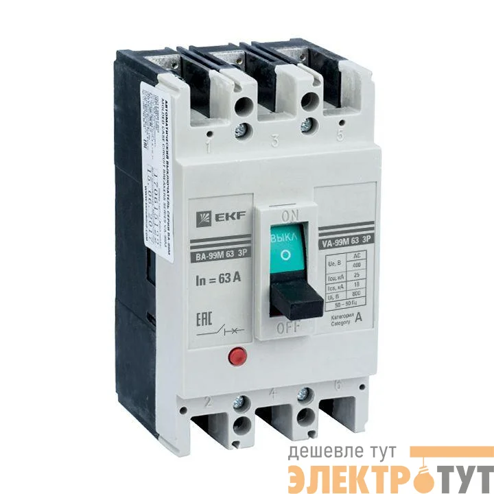 Выключатель авт. 3п ВА-99М 63/63А 20кА PROxima EKF mccb99-63-63m