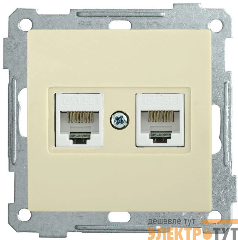 Механизм розетки комп. 2-м СП BOLERO РК10-2-Б RJ45 Cat5e крем. IEK EKB25-K33