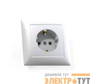 Розетка 1-м СП Селена РС16-370 16А IP20 с заземл. бел. Кунцево 8111