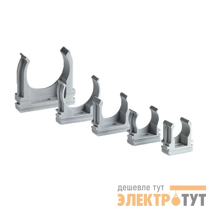 Держатель для труб (клипса) d63мм пластик сер. Ruvinil К01163