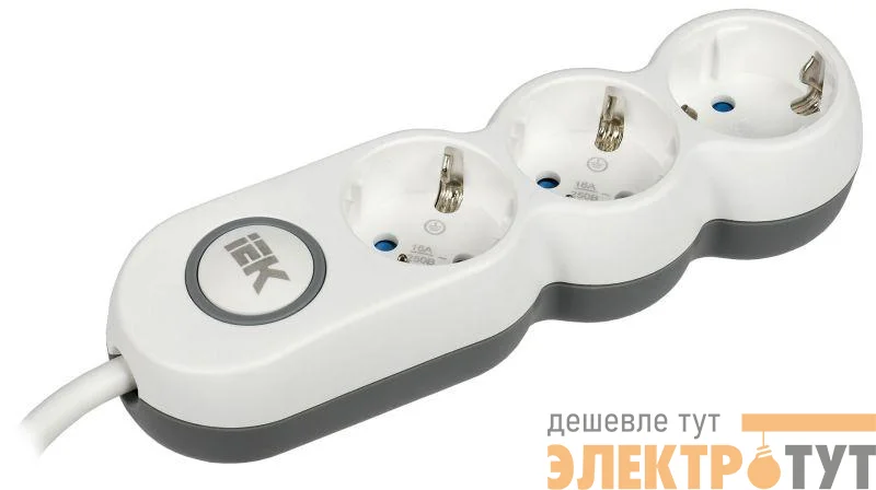 Удлинитель 3х3м с заземл. 16А IP20 Uno У03В 2P+PE 250В 3х1.5 IEK WYP53-16-03-03-ZK