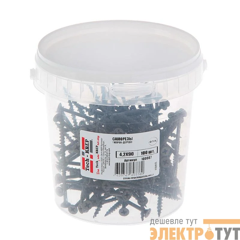 Саморез 4.2х90 гипсокартон-дерево (уп.100шт) ведро Tech-Krep 100087