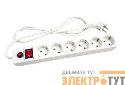 Удлинитель с сетевым фильтром 6х5м с заземл. 10А IP20 ПВС 3х0.75 защ. шторки бел. UNIVersal 967U-3005