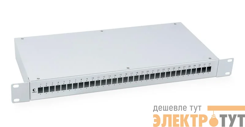 Кросс бокс оптический FO-19-32SC 19дюйм на 32 SC LC duplex со сплайс-кассетой и КДЗС без пигтейлов и проходных адаптеров Cabeus 7935c