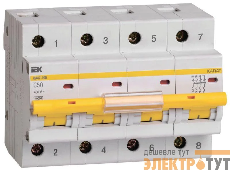Выключатель автоматический модульный 4п C 50А 10кА ВА47-100 KARAT IEK MVA40-4-050-C