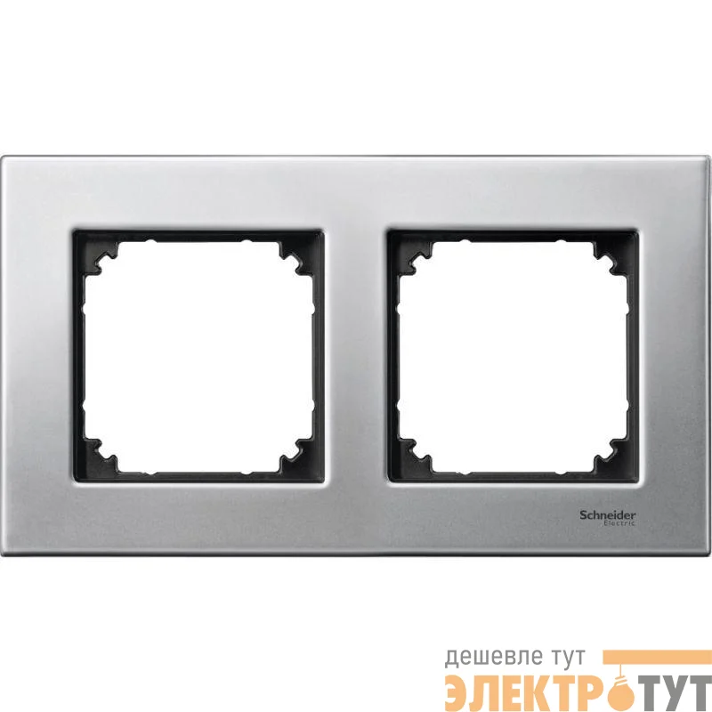 Рамка 2-м Merten метал. плат. серебро SchE MTN403260