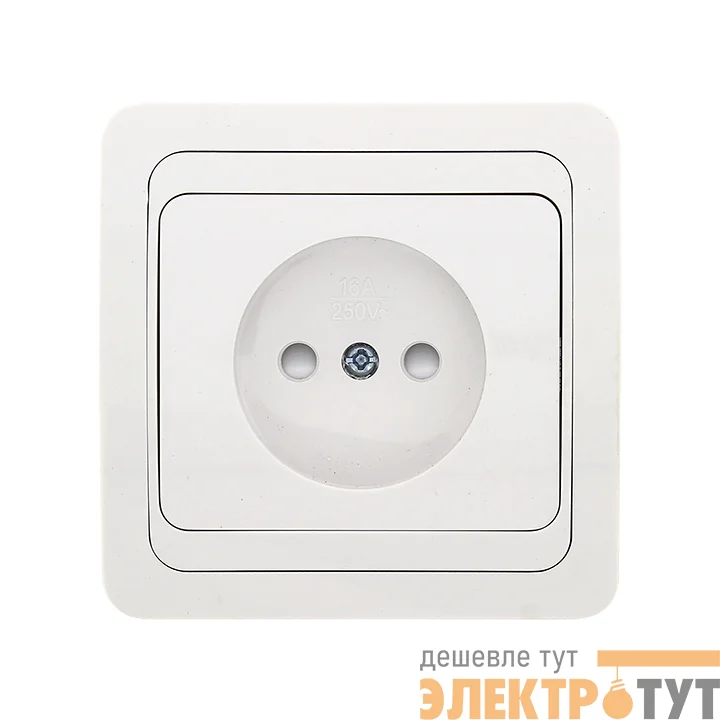 Розетка 1-м СП Лондон 10А IP20 без заземл. защ. шторки бел. PROxima EKF EER10-022-100