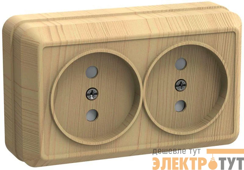 Розетка 2-м ОП Октава 10А IP20 без заземл. сосна IEK ERO20-K03-10-DC