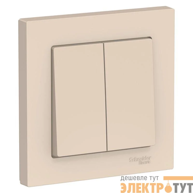 Выключатель 2-кл. СП AtlasDesign 10А IP20 (сх. 5) 10AX в сборе беж. SE ATN000252