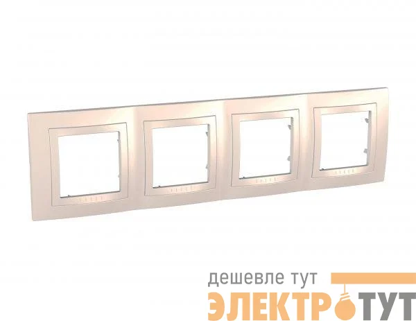 Рамка 4-м Unica с декор. накл. беж. SchE MGU2.008.25