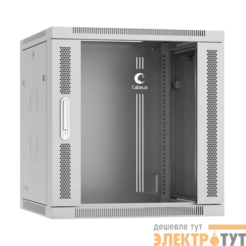 Шкаф телекоммуникационный настенный разобранный SH-05F-12U60/35-R 19дюйм 12U 600х350х635мм дверь стекло сер. (RAL 7035) Cabeus 10750c