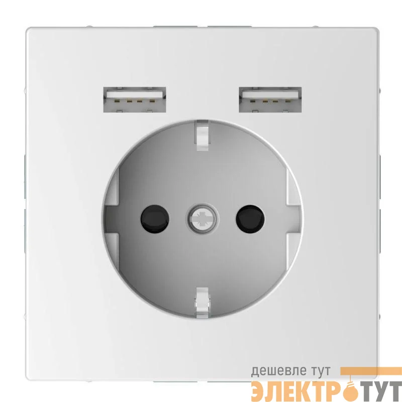 Розетка 1-м СП Merten D-Life 16А IP20 Schuko с 2-мя заряд. устройствами USB 2.4А бел. лотос SchE MTN2366-6035