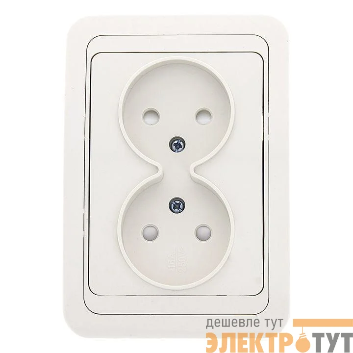 Розетка 2-м СП Лондон 10А IP20 без заземл. защ. шторки бел. PROxima EKF EER10-102-100