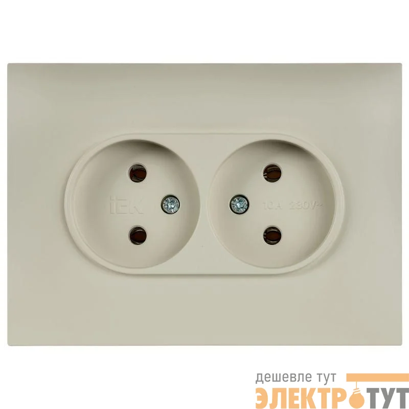 Розетка 2-м SKANDY 10А без заземл. без защ. шторок в сборе SK-R10B беж. IEK SK-R20-10-K10-F