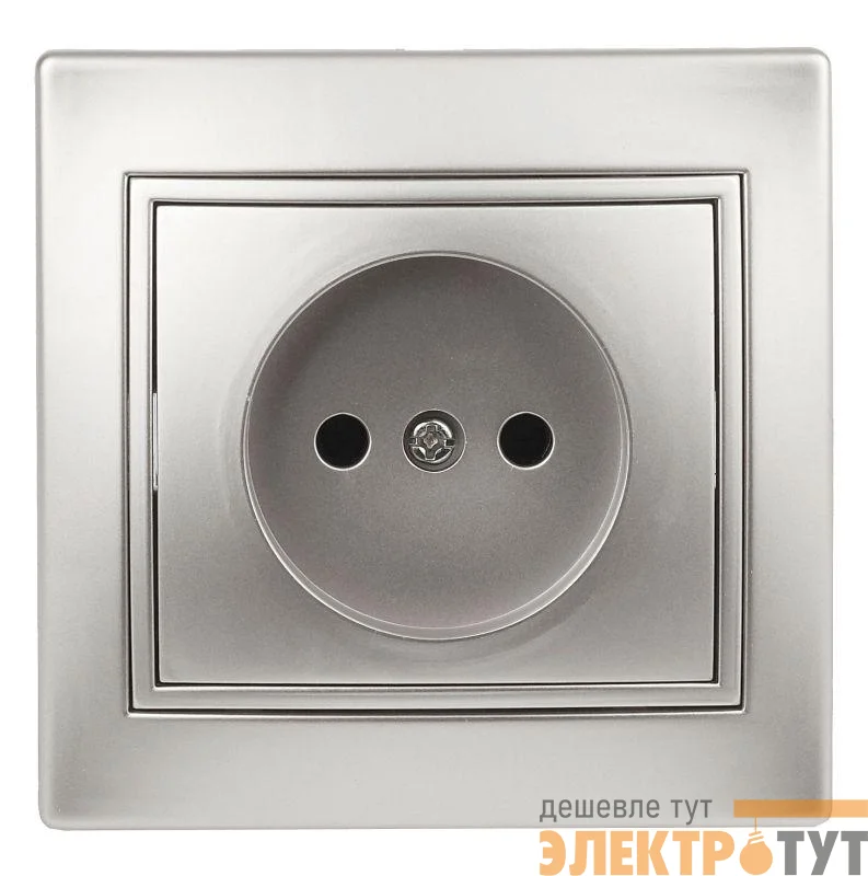 Розетка СП Plano 2P 1-201-03 16А-250В IP20 алюм. Intro Б0030054