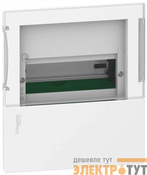 Щит RESI9 MP(MINI PRAGMA) 1 ряд 6мод. встраив. с прозрач. двер. IP40 IK07 63А 2 клеммы SchE MIP22106S