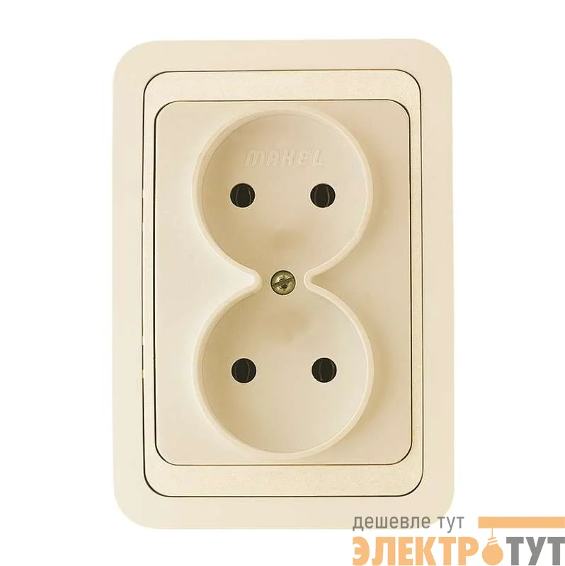 Розетка 2-м СП Mimoza 16А IP20 без заземл. крем./крем. Makel 25017