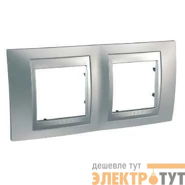 Рамка 2-м Unica Top горизонт. матов. хром/алюм. SchE MGU66.004.038