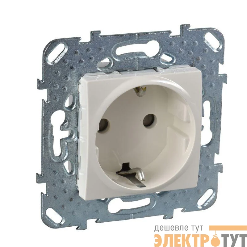 Механизм розетки 1-м СП Unica защ. шторки с заземл. беж. SchE MGU5.037.25ZD
