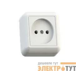 Розетка 1-м ОП Оптима РА10-375 10А IP20 без заземл. с монтаж. пластиной бел. Кунцево 8006