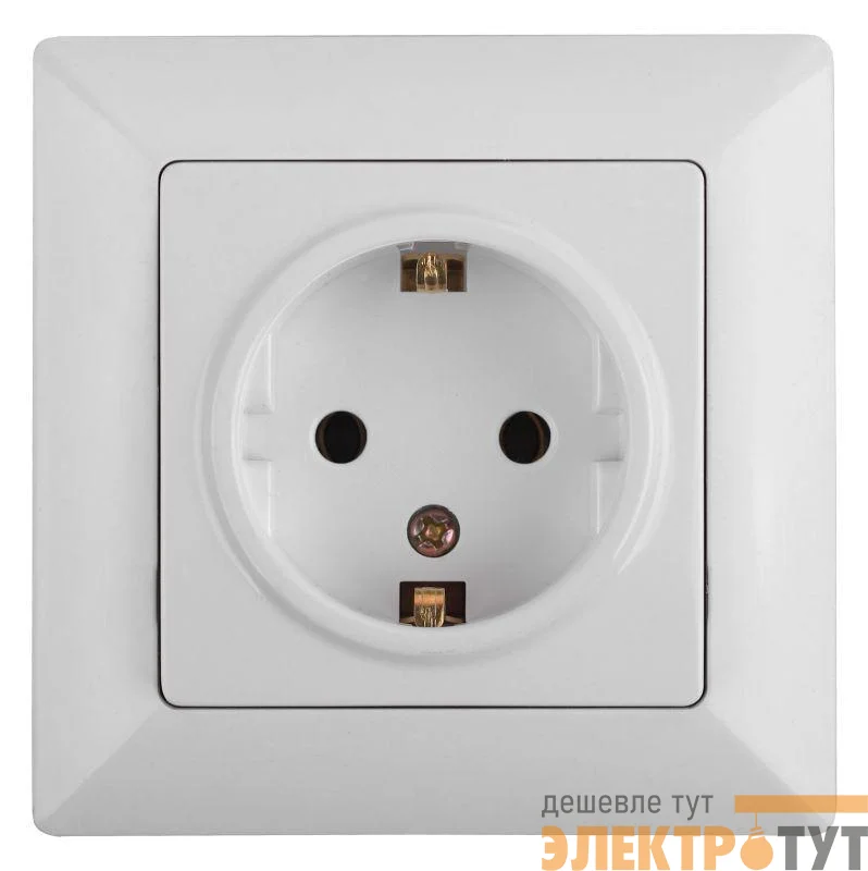 Розетка 1-м СП Solo 4-206-01 16А 250В IP20 2P+E Schuko с заземл. защ. шторки бел. Intro Б0053681