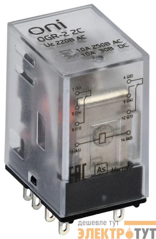 Реле общего назначения OGR-2 2C 220В AC ONI OGR-2-2C-AC220V