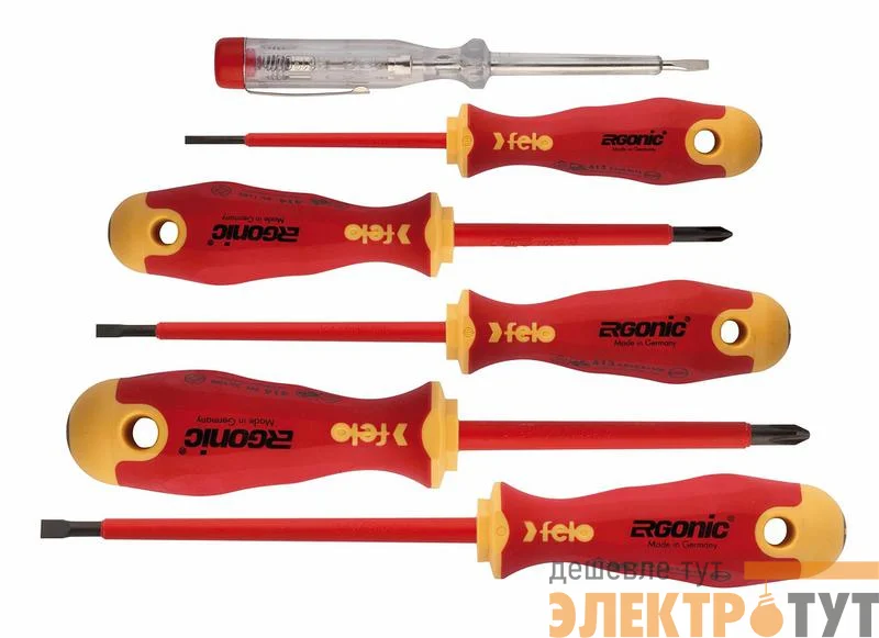Набор диэлектрических отверток Ergonic с тестером напряжения (уп.6шт) Felo 41396398