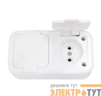 Розетка 2-м ОП IP44 бел. БЕЛТИЗ РА10-221