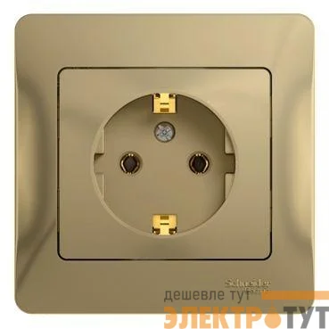Розетка 1-м СП Glossa 16А IP20 с заземл. в сборе титан SE GSL000442