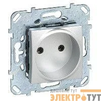 Механизм розетки 1-м СП 2мод. Unica Top 16А IP20 без заземл. защ. шторки алюм. SchE MGU5.033.30ZD