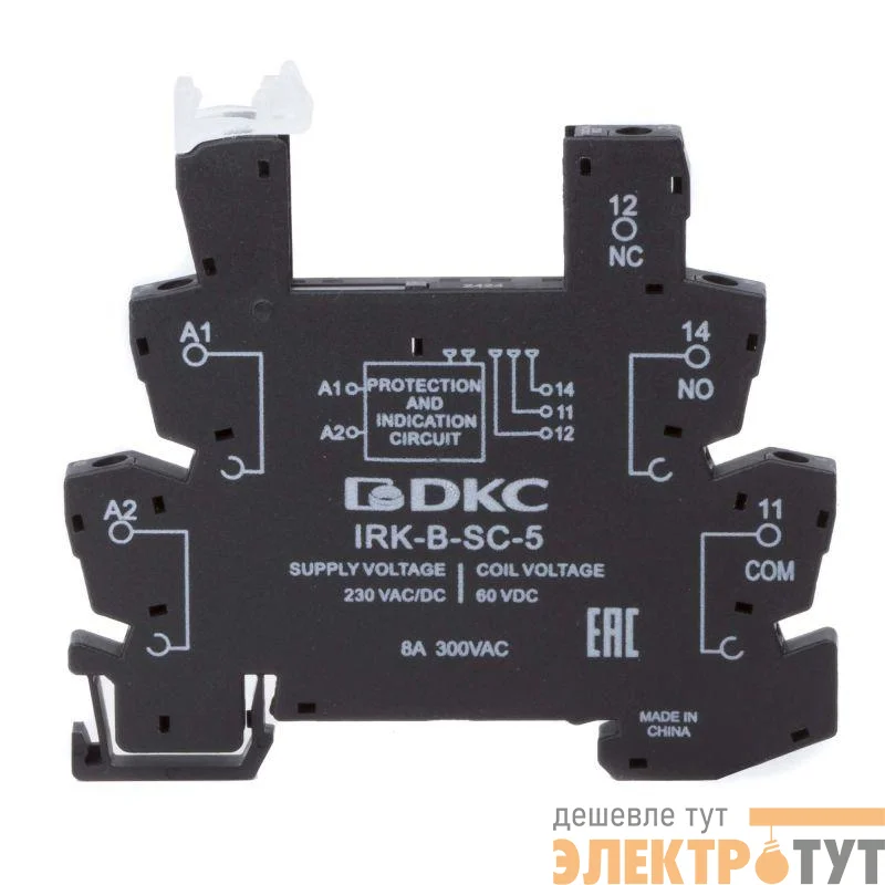 Колодка ультратонкая для реле RIS вх. напр. 230В AC/DC винт. клеммы DKC IRK-B-SC-5