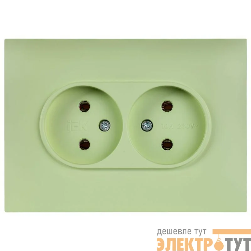 Розетка 2-м SKANDY 10А без заземл. защ. шторки в сборе SK-R09G мятный IEK SK-R23-10-K06-F