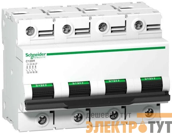 Выключатель автоматический модульный 4п C 80А 15кА Acti9 C120H SchE A9N18479