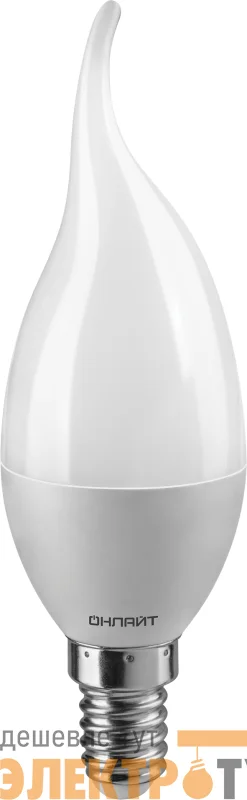 Лампа светодиодная 71 620 OLL-FC37-6-230-2.7K-E14-FR 6Вт свеча на ветру 2700К тепл. бел. E14 600лм 176-264В ОНЛАЙТ 71620