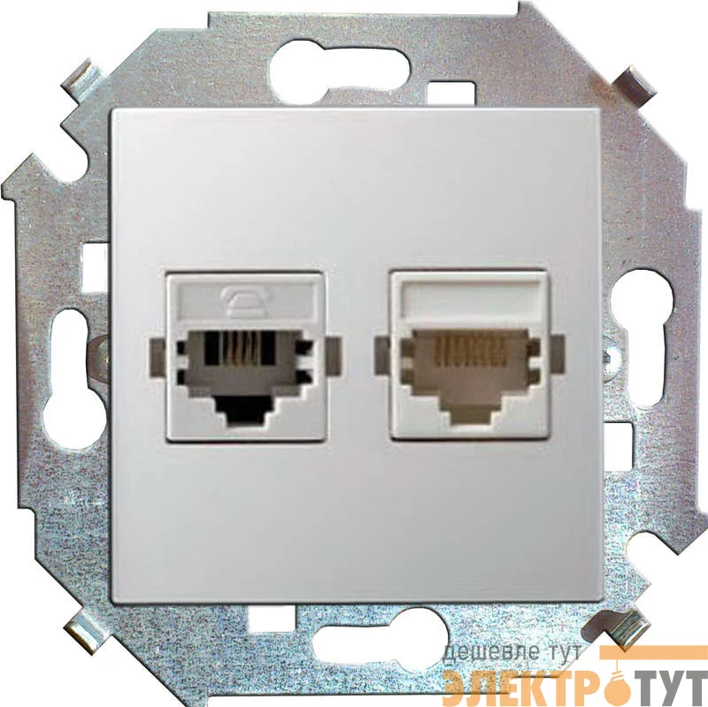 Механизм розетки комп. СП Simon15 2мод. RJ45 + RJ45 бел. Simon 1591593-030