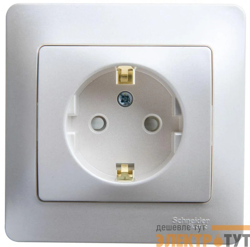 Розетка 1-м СП Glossa 16А IP20 с заземл. защ. шторки в сборе перламутр. SchE GSL000644